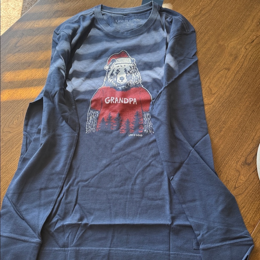 Life is Good Grandpa Santa Bear Long Sleeve Tee - Picture 2 of 5